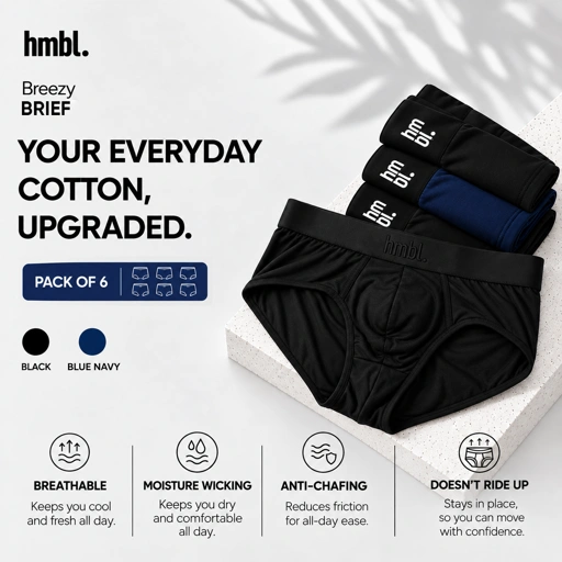 (PACK OF 6) hmbl Men CloudSoft Cotton Brief