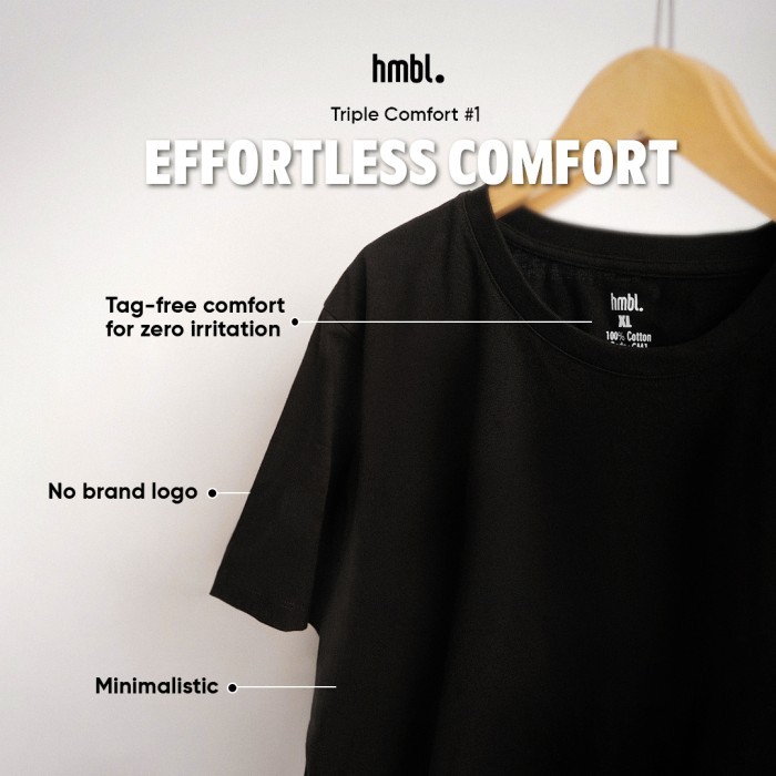 hmbl Breezy Cotton T-shirt 3 PCS, Kaos Unisex Adem, 100% Cotton