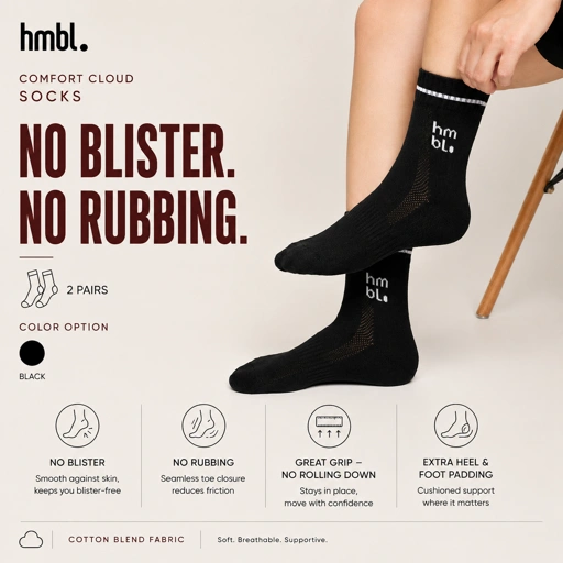 (PACK OF 2) hmbl Unisex Comfort Socks 