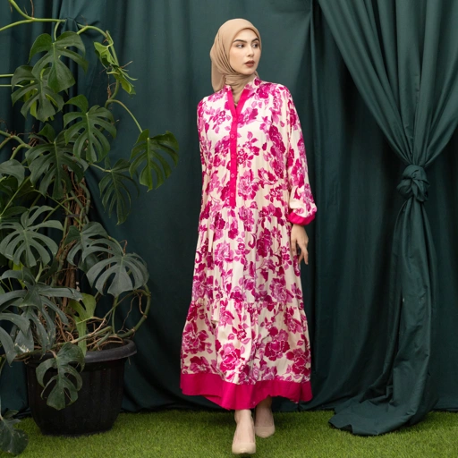Image of NAFA Daster Dress Bangkok Bahan Rayon Premium Mewah Busui & Hijab Friendly Kancing Casual