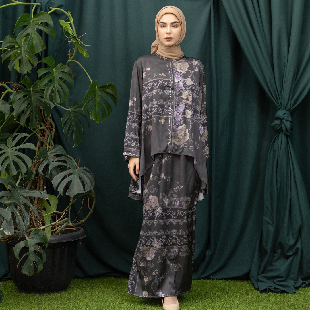 Claranetta KILAU DRESS One Set Wanita Fashion Muslim Kurung Melayu Busui Friendly Bahan Silk Premium Motif Kekinian Nyaman 