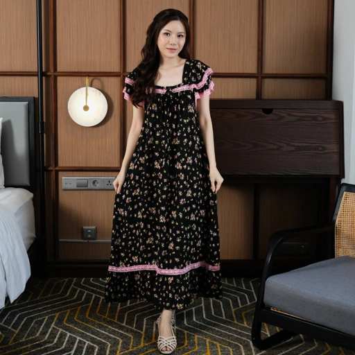 Image of JUWITA LONG Daster Kekinian Terbaru 2025 Korean Style Bahan Rayon Premum Busui Friendly