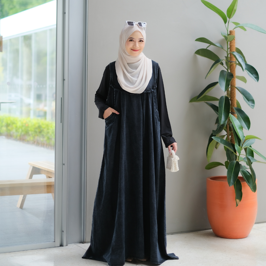 SALMA DRESS Gamis Lebaran Terbaru 2025 Bahan Jeans Premium Import Busui Friendly Bordir Muslim Panjang Wanita Motif Nyaman Maxi Fit