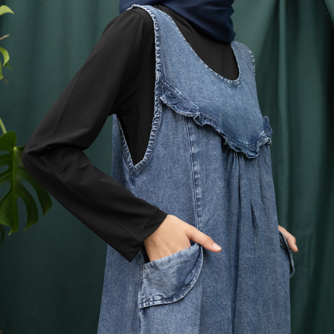 SALMA DRESS Gamis Lebaran Terbaru 2025 Bahan Jeans Premium Import Busui Friendly Bordir Muslim Panjang Wanita Motif Nyaman Maxi Fit