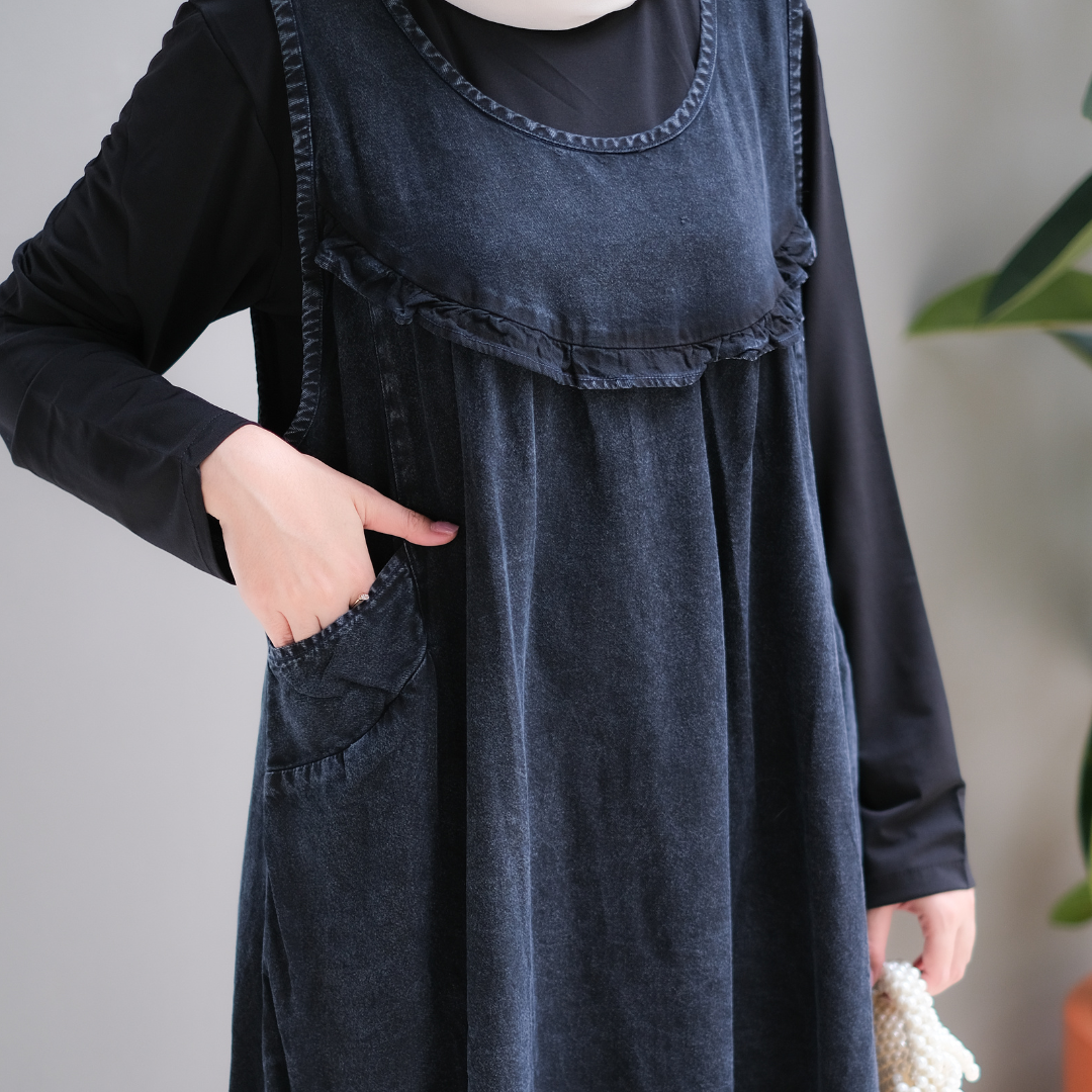 SALMA DRESS Gamis Lebaran Terbaru 2025 Bahan Jeans Premium Import Busui Friendly Bordir Muslim Panjang Wanita Motif Nyaman Maxi Fit