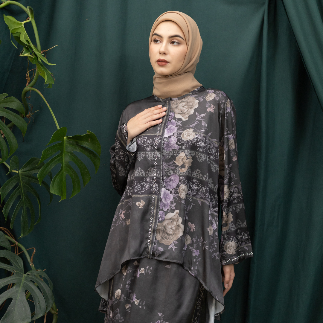 Claranetta KILAU DRESS One Set Wanita Fashion Muslim Kurung Melayu Busui Friendly Bahan Silk Premium Motif Kekinian Nyaman 