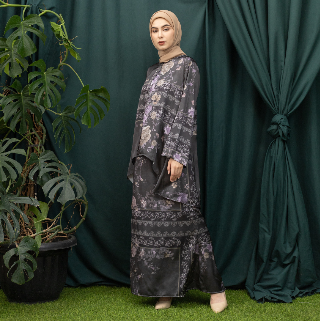Claranetta KILAU DRESS One Set Wanita Fashion Muslim Kurung Melayu Busui Friendly Bahan Silk Premium Motif Kekinian Nyaman 