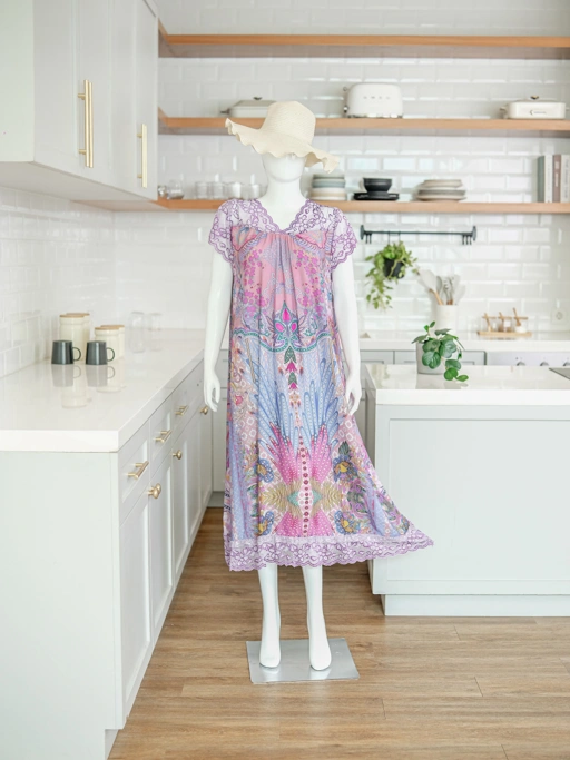 Image of IRISH Daster Lingerie Renda Korean Style  Bahan Rayon Premium Mewah Non Busui Nyaman Wanita Dress Panjang Tidur Motif Lembut