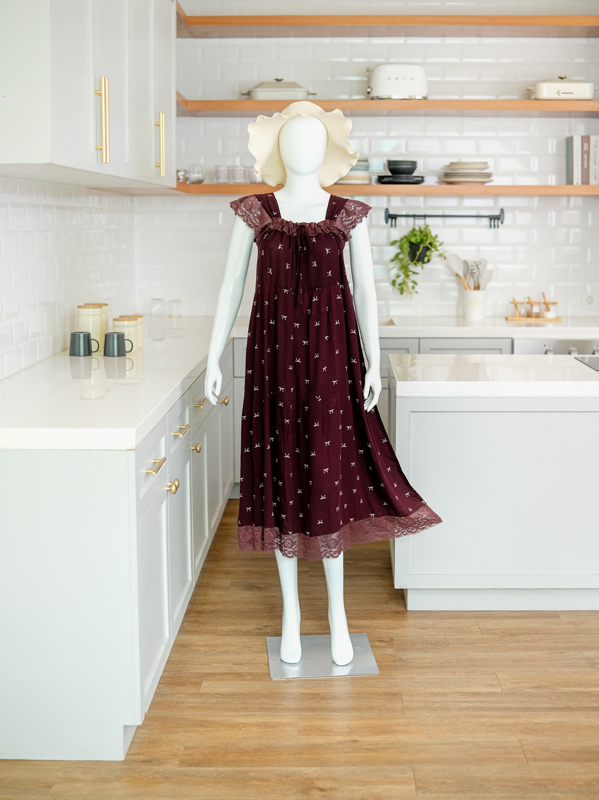 EMILY Sleepwear Long Dress Wanita Ala Korea Bahan Rayon Busui Nyaman