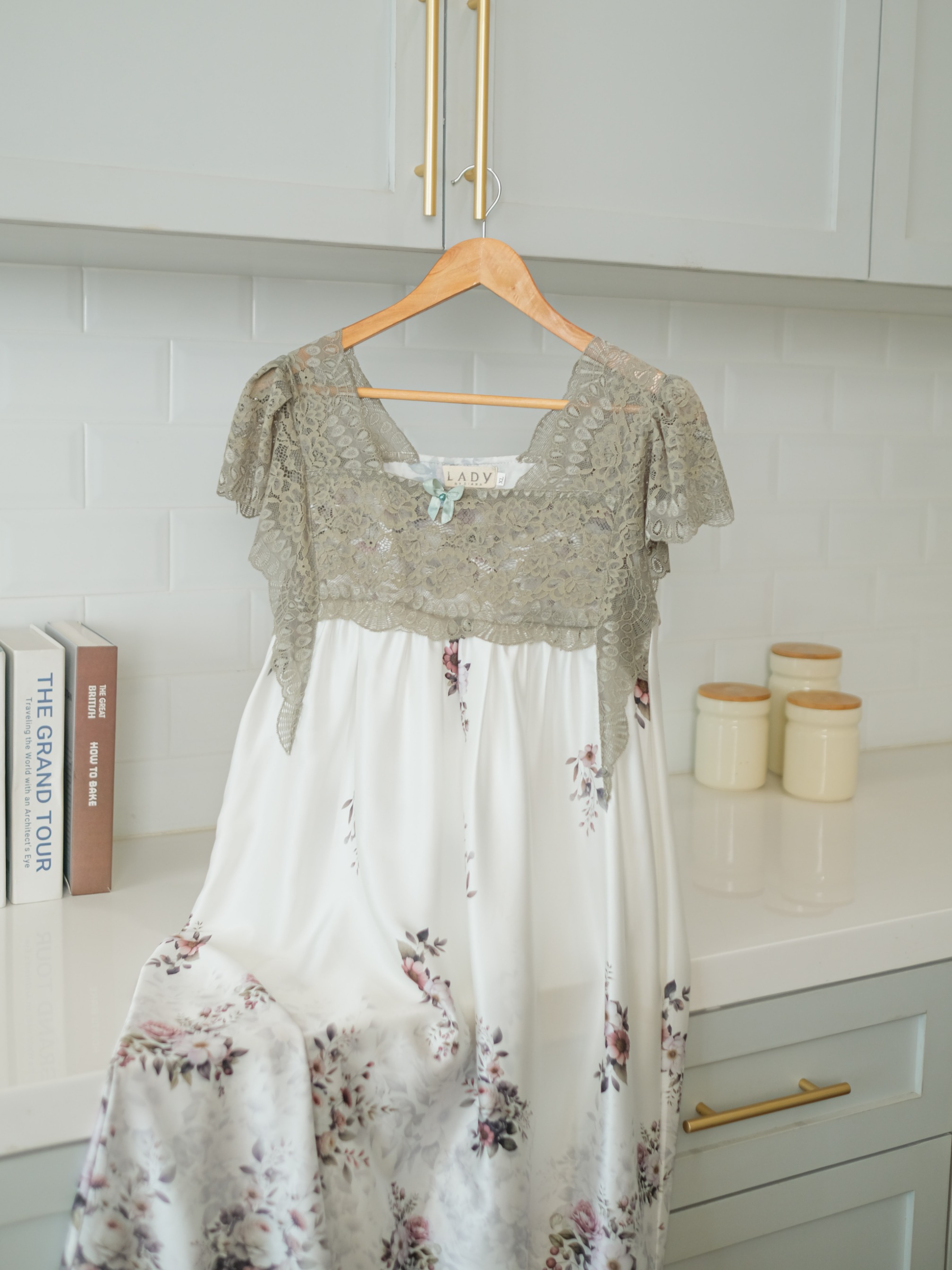 HURREM Homedress Wanita Korean Style Bahan Silk Premium Kombinasi Brokat Non Busui