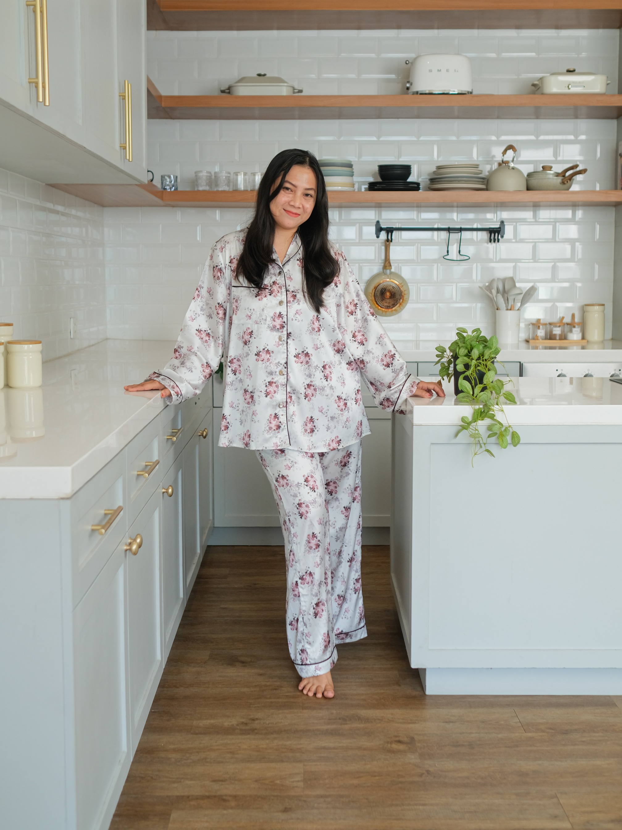 NAOMI Pajamas Wanita Premium Lengan Pendek Busui Friendly Bahan Silk Mewah