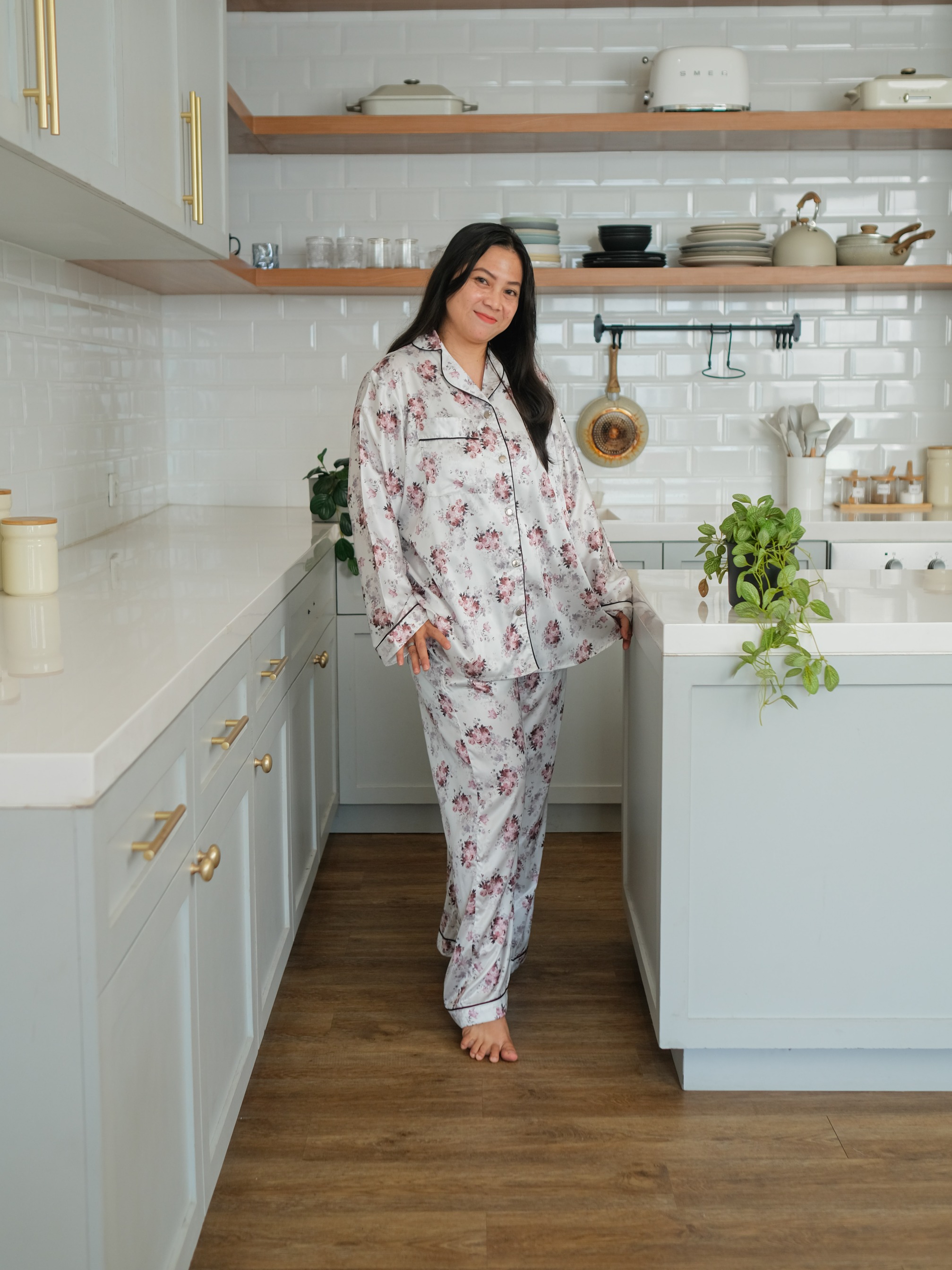 NAOMI Pajamas Wanita Premium Lengan Pendek Busui Friendly Bahan Silk Mewah