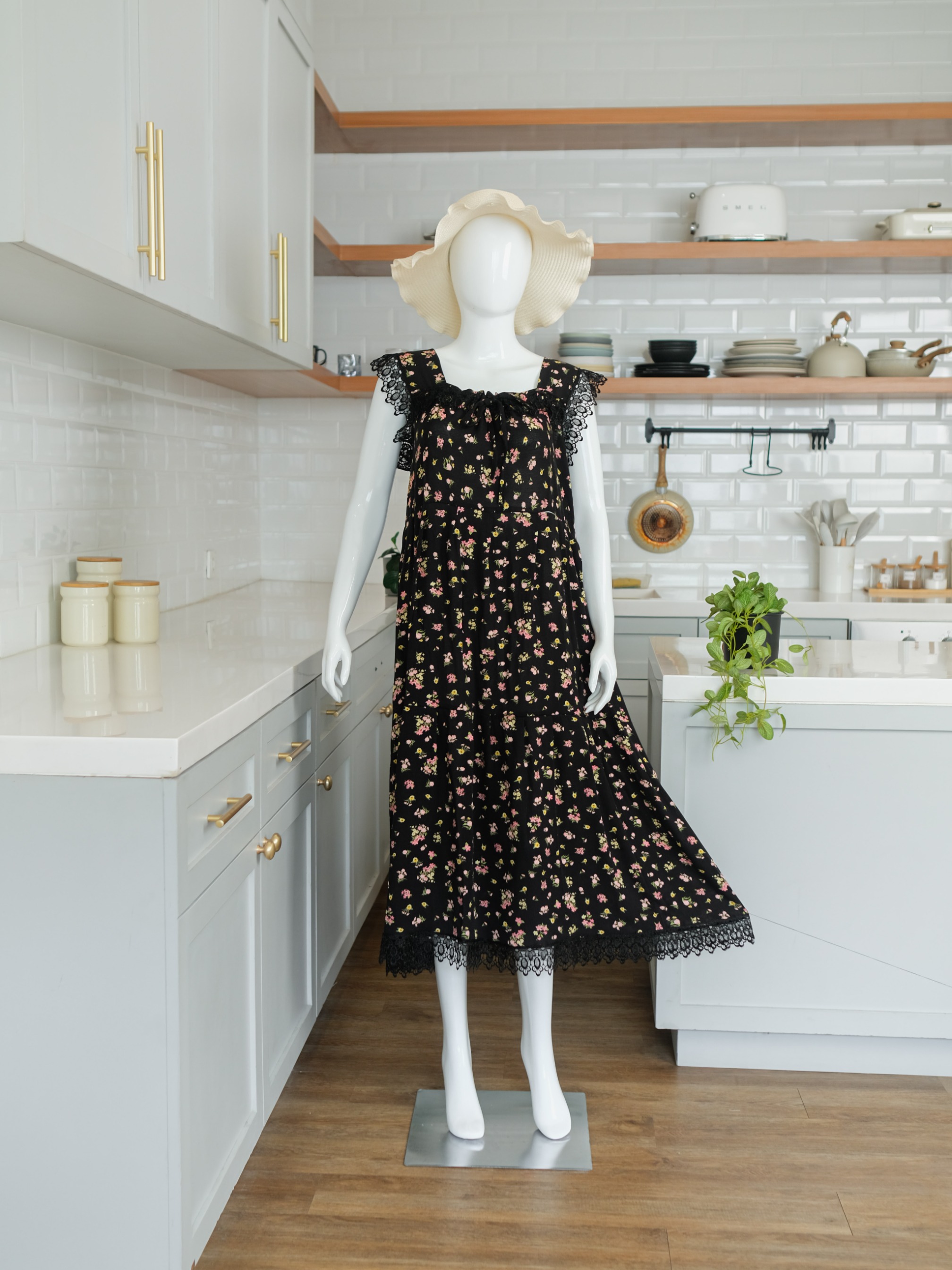 EMILY Sleepwear Long Dress Wanita Ala Korea Bahan Rayon Busui Nyaman