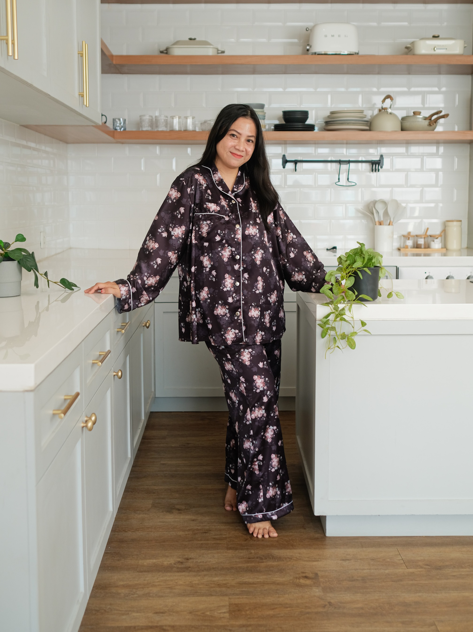 NAOMI Pajamas Wanita Premium Lengan Pendek Busui Friendly Bahan Silk Mewah