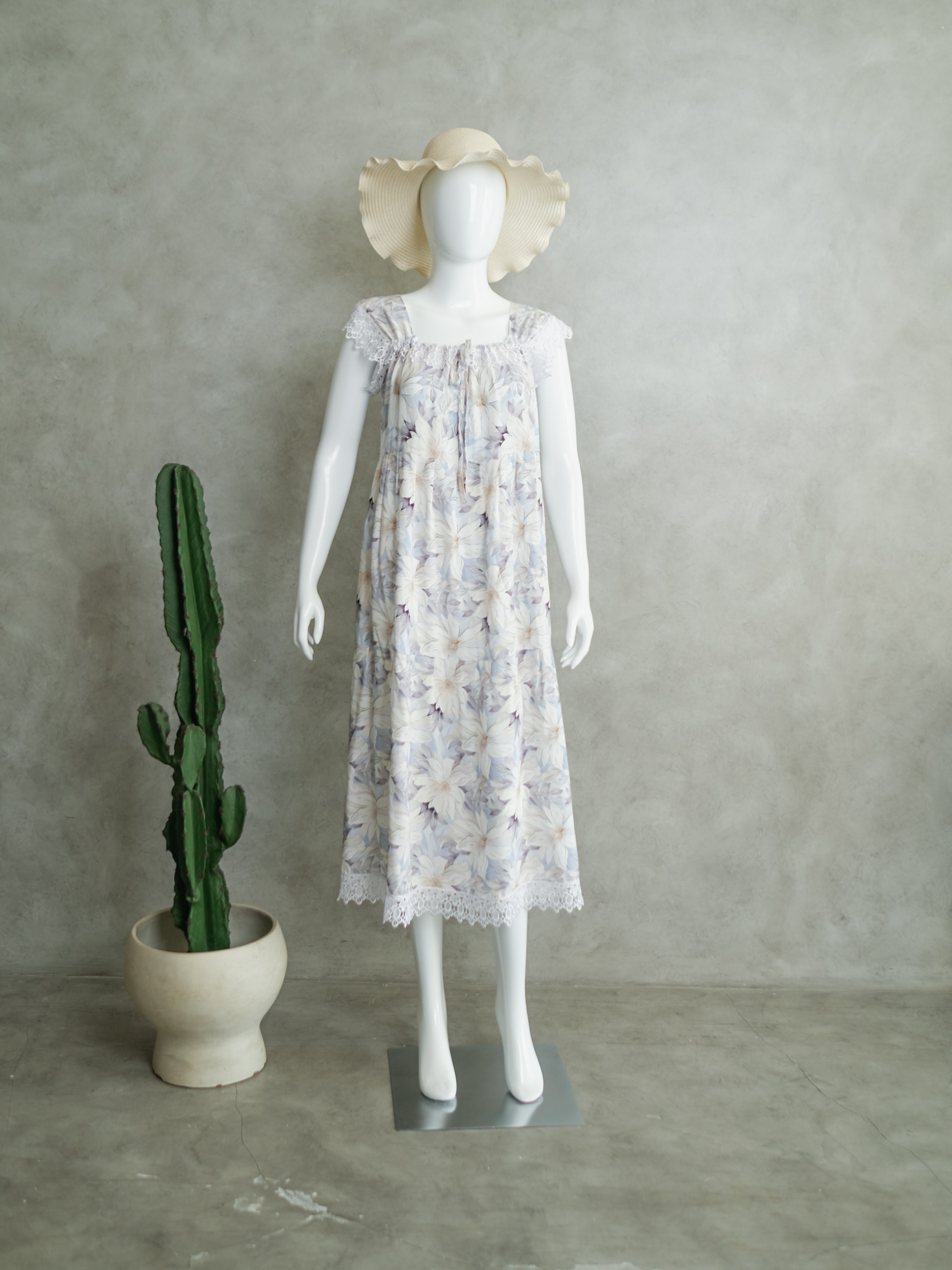EMILY Sleepwear Long Dress Wanita Ala Korea Bahan Rayon Busui Nyaman