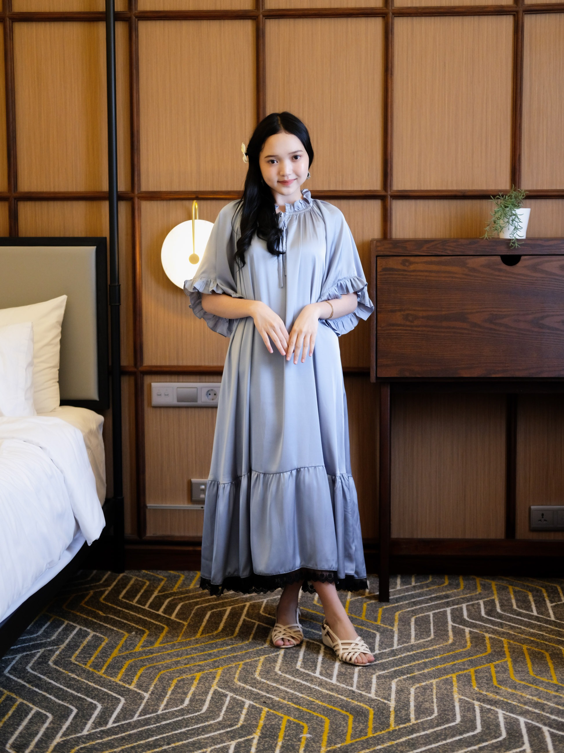 AURORA Dress Korean Style Bahan Silk Premium Non Busui Mewah & Elegan