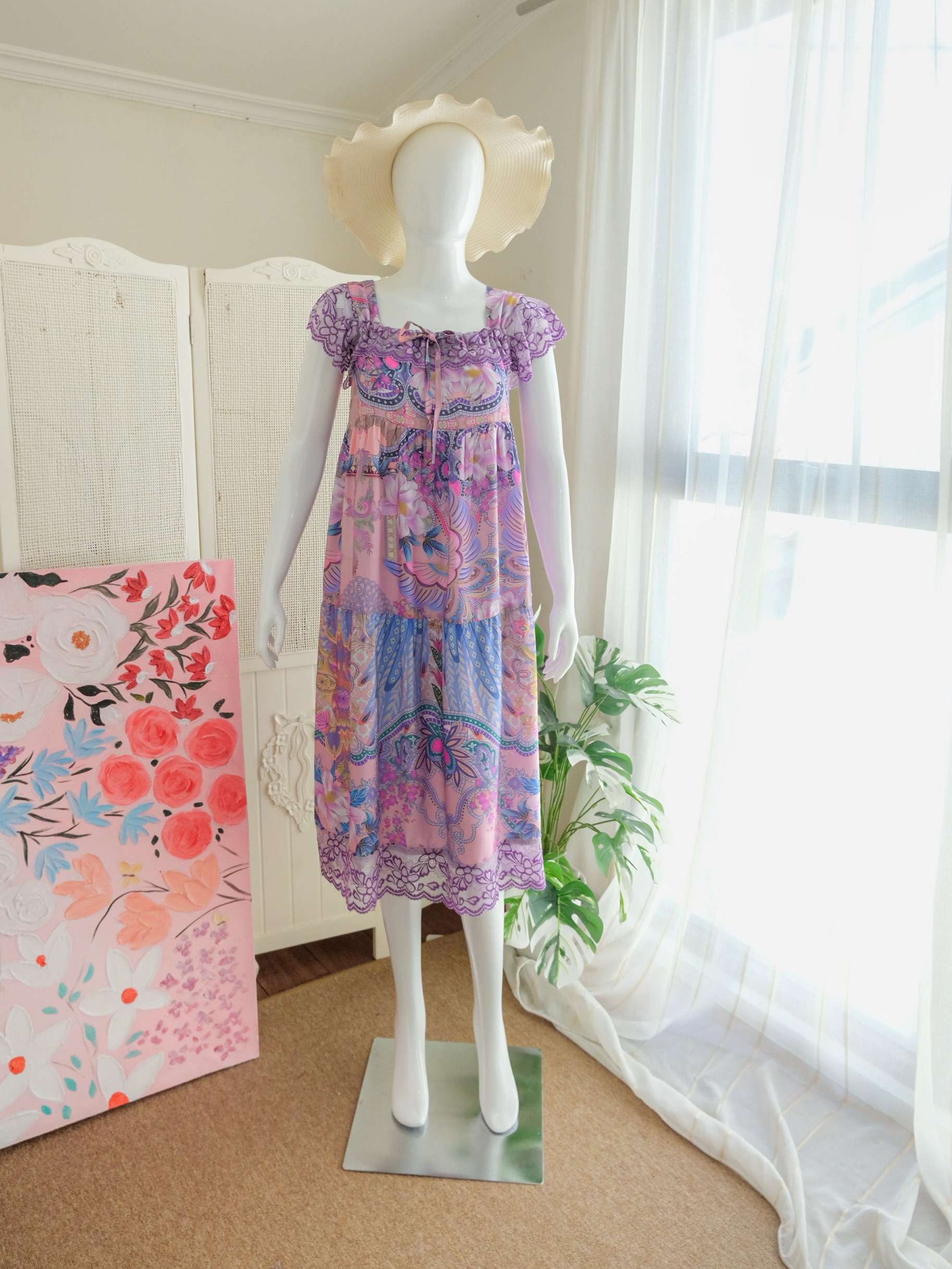 EMILY Sleepwear Long Dress Wanita Ala Korea Bahan Rayon Busui Nyaman