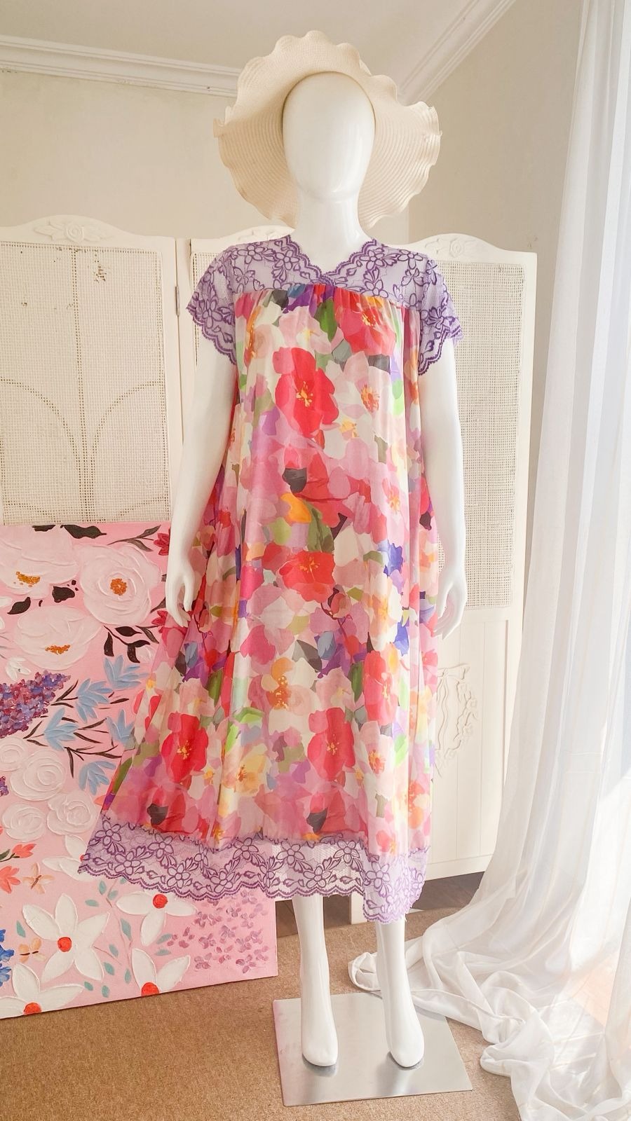 IRISH Daster Lingerie Renda Korean Style  Bahan Rayon Premium Mewah Non Busui Nyaman Wanita Dress Panjang Tidur Motif Lembut