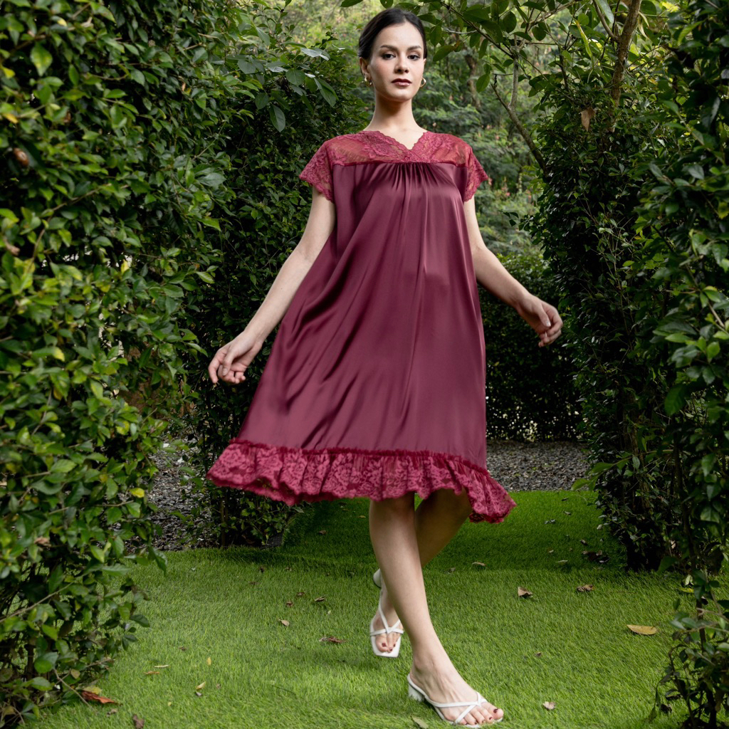 IRISH SLEEPWEAR Wanita Sexy Semi Lingerie Bahan Armany Silk Busui Friendly