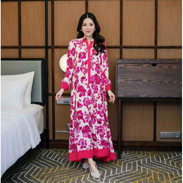 NAFA Daster Dress Bangkok Bahan Rayon Premium Mewah Busui & Hijab Friendly Kancing Casual