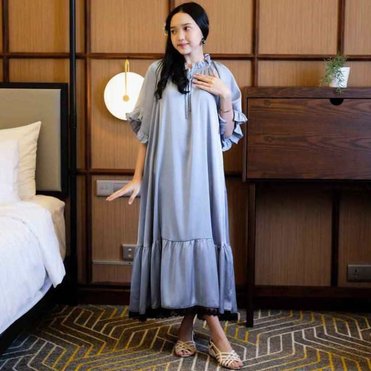 AURORA Dress Korean Style Bahan Silk Premium Non Busui Mewah & Elegan