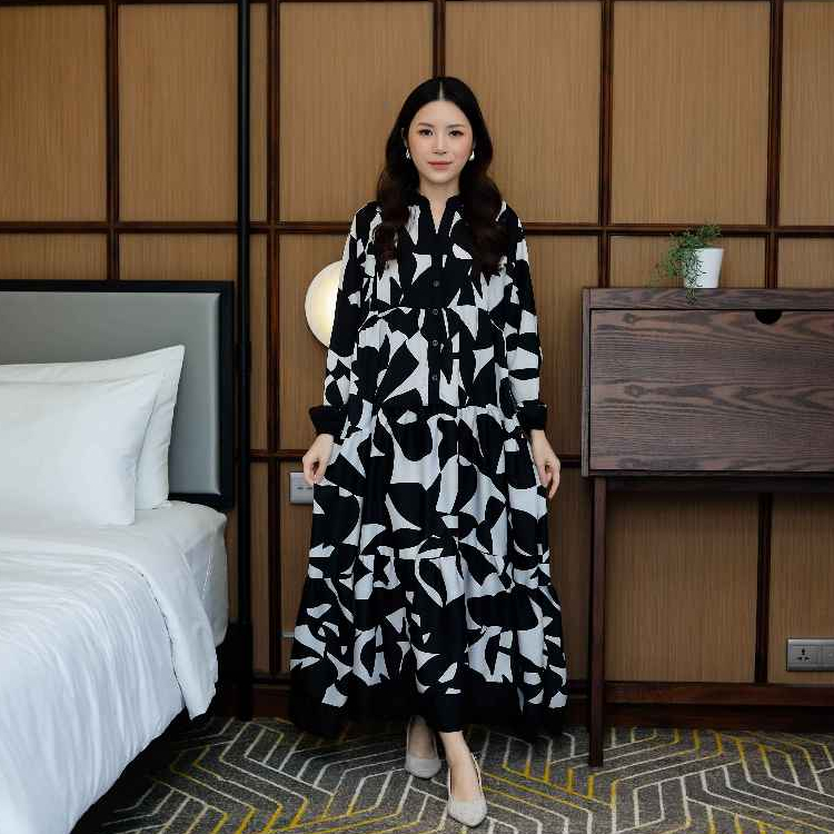 NAFA Daster Dress Bangkok Bahan Rayon Premium Mewah Busui & Hijab Friendly Kancing Casual