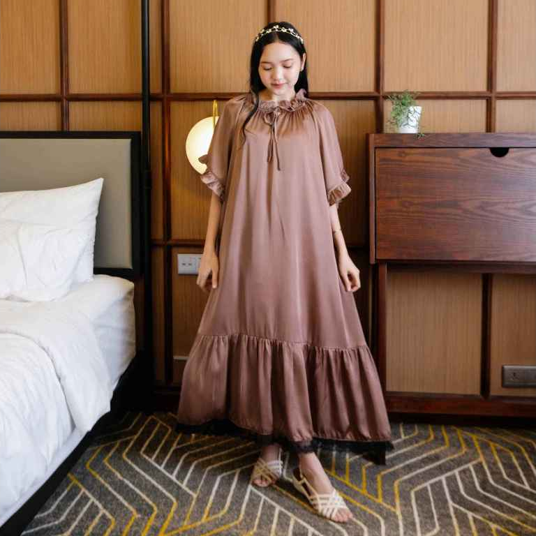 AURORA Dress Korean Style Bahan Silk Premium Non Busui Mewah & Elegan