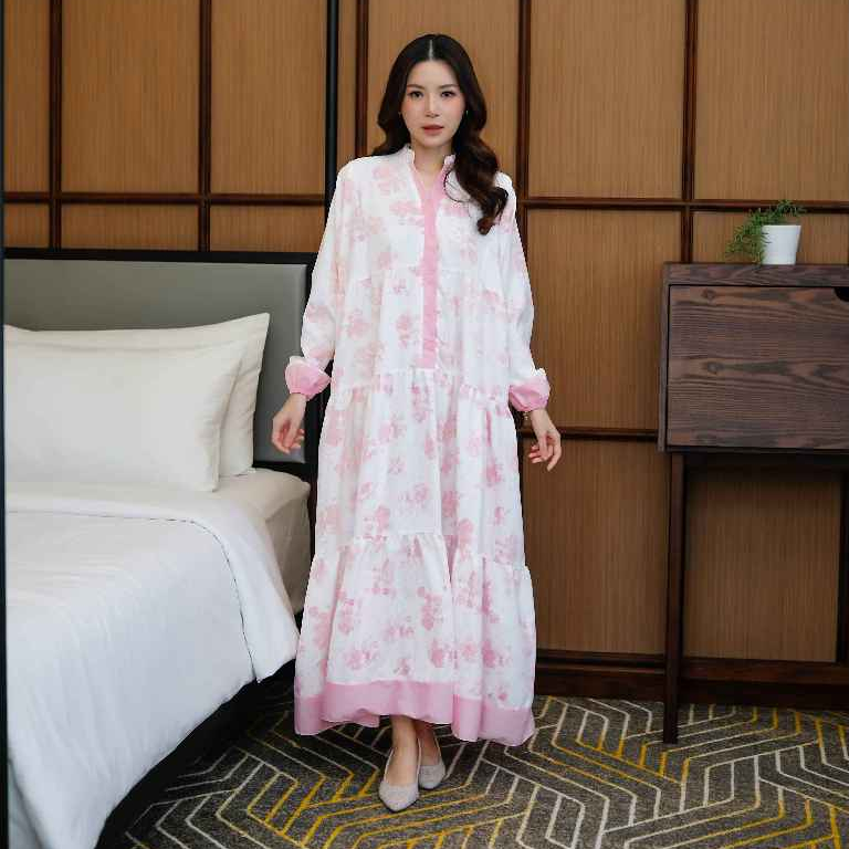 NAFA Daster Dress Bangkok Bahan Rayon Premium Mewah Busui & Hijab Friendly Kancing Casual
