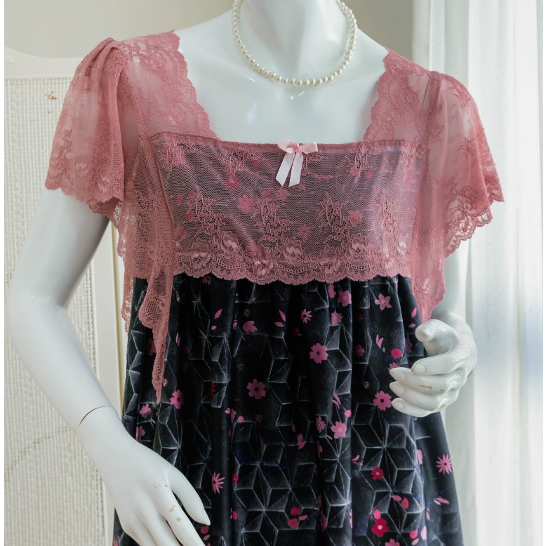 HURREM Homedress Wanita Korean Style Bahan Silk Premium Kombinasi Brokat Non Busui