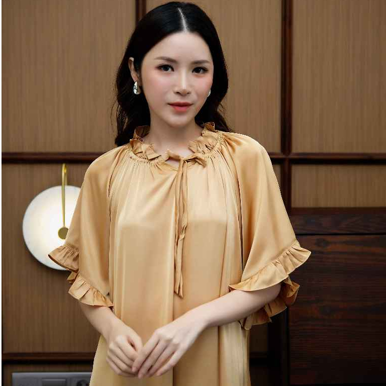 AURORA Dress Korean Style Bahan Silk Premium Non Busui Mewah & Elegan