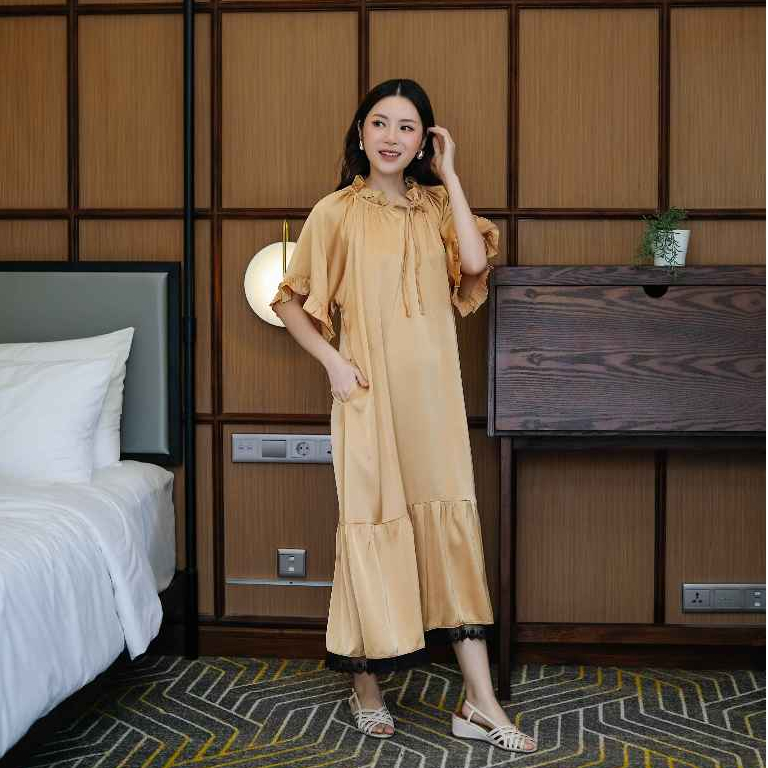AURORA Dress Korean Style Bahan Silk Premium Non Busui Mewah & Elegan