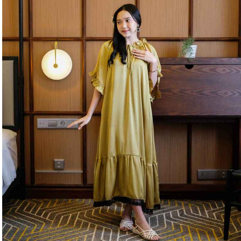 AURORA Dress Korean Style Bahan Silk Premium Non Busui Mewah & Elegan