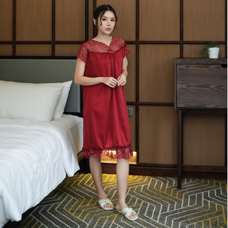 IRISH SLEEPWEAR Wanita Sexy Semi Lingerie Bahan Armany Silk Busui Friendly