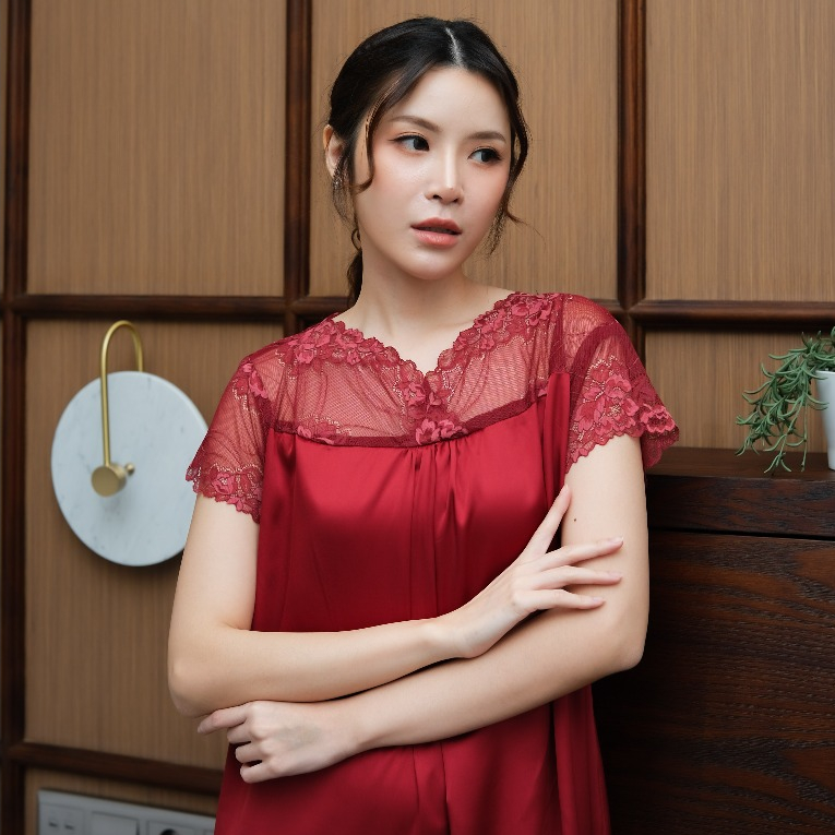 IRISH SLEEPWEAR Wanita Sexy Semi Lingerie Bahan Armany Silk Busui Friendly