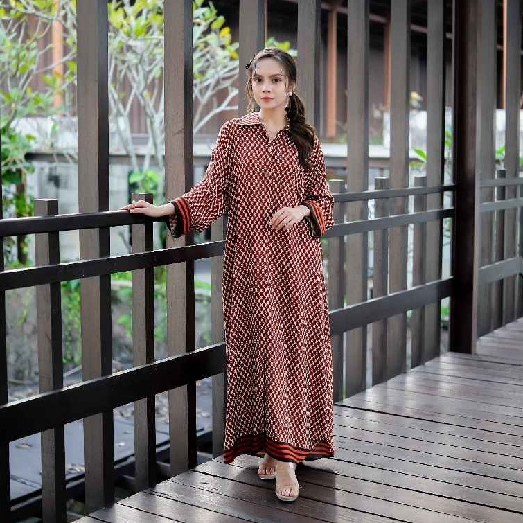 NOLA Daster Premium Tebal Ori Bahan Katun Poplin Mewah Busui & Hijab Friendly Kancing Casual