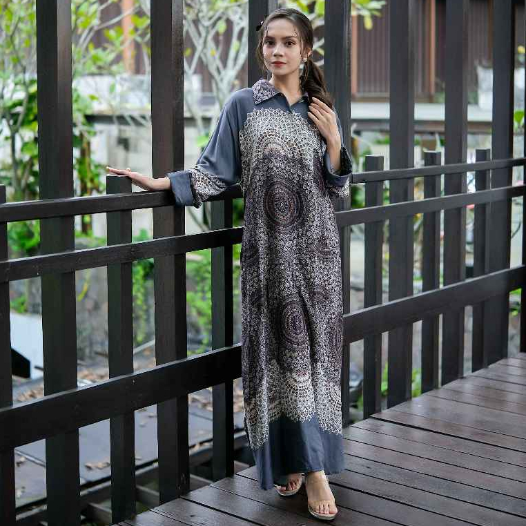 NOLA Daster Premium Tebal Ori Bahan Katun Poplin Mewah Busui & Hijab Friendly Kancing Casual