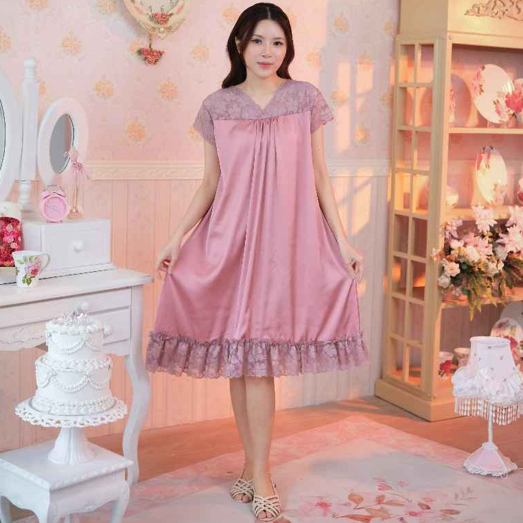 IRISH SLEEPWEAR Wanita Sexy Semi Lingerie Bahan Armany Silk Busui Friendly