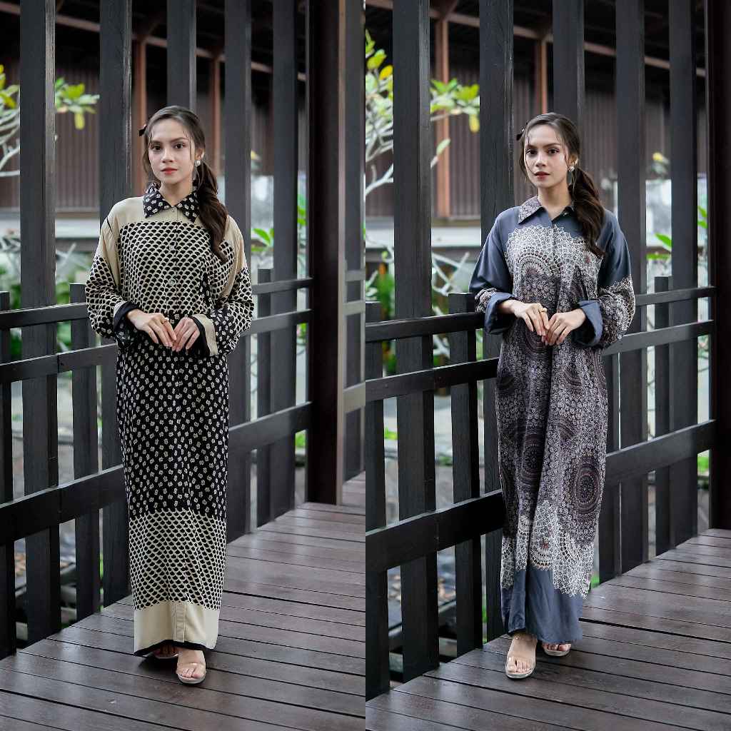 NOLA Daster Premium Tebal Ori Bahan Katun Poplin Mewah Busui & Hijab Friendly Kancing Casual