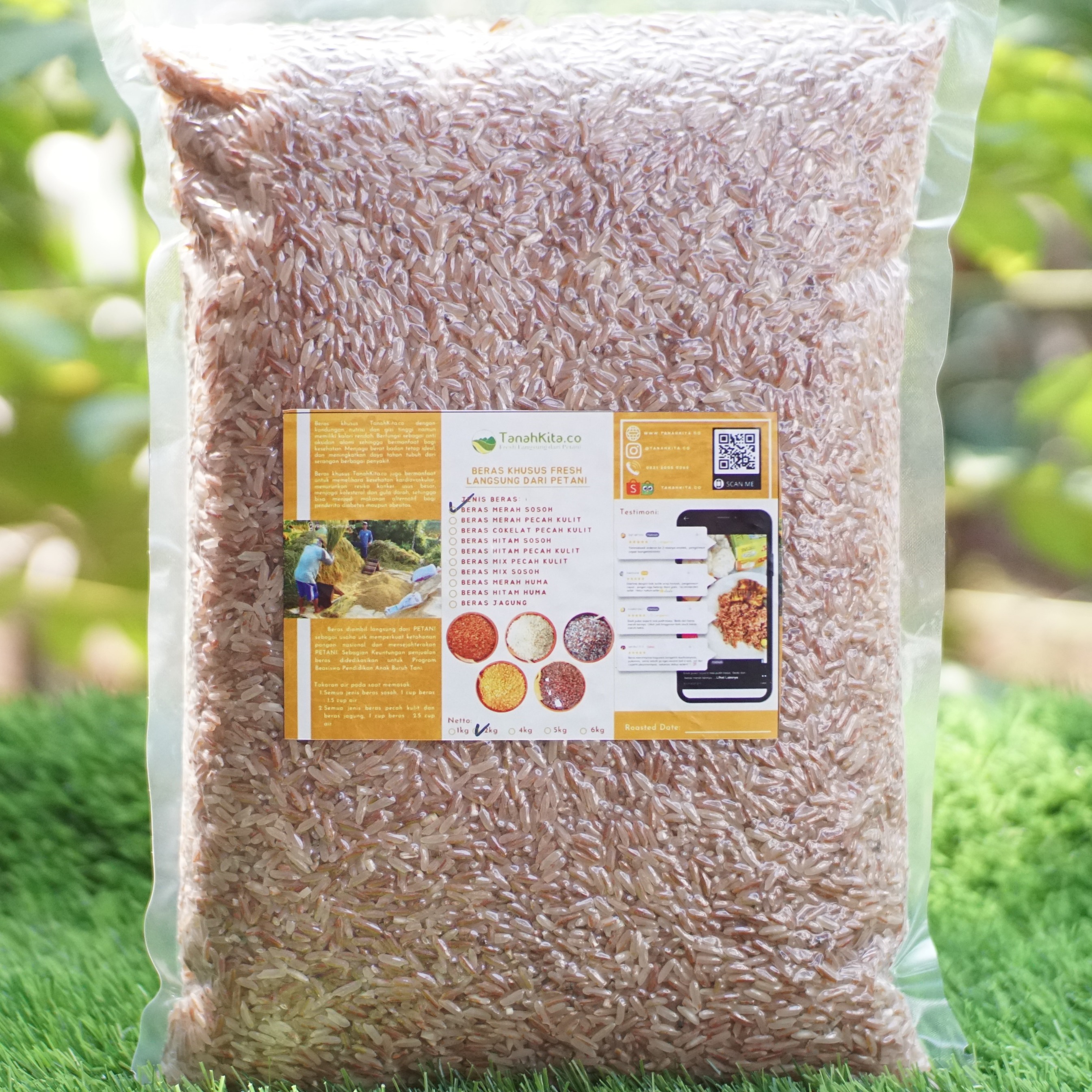 Beras Merah Sosoh 1kg, Pulen, Enak, Empuk dan masih FRESH dari Sawah Sendiri
