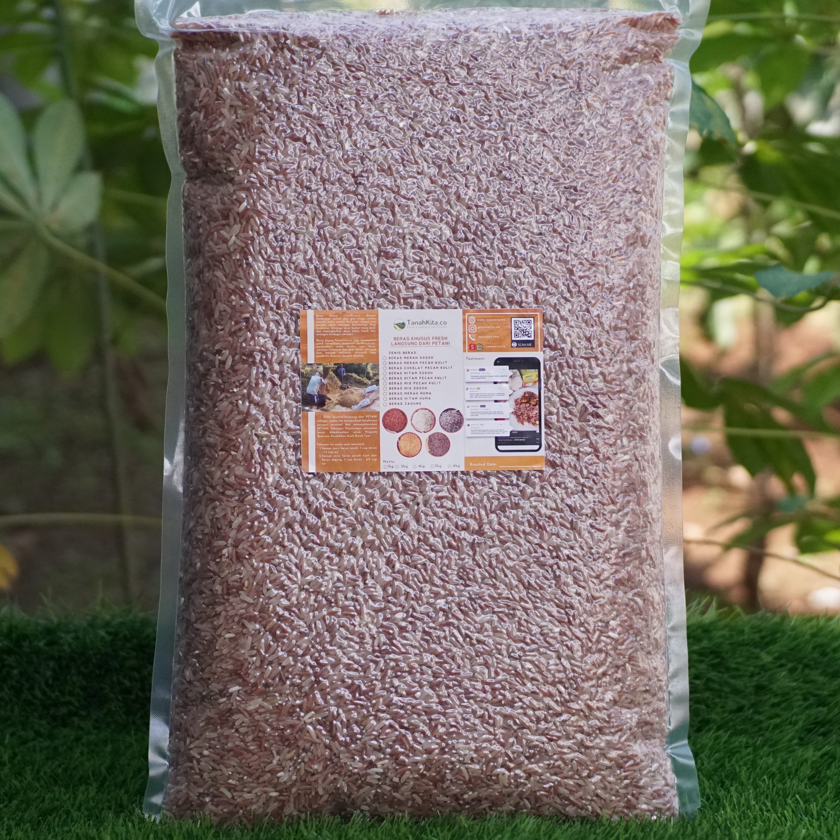 Beras Merah Sosoh Pulen, Empuk, Enak dan masih Fresh Langsung dari Sawah Sendiri (5kg)
