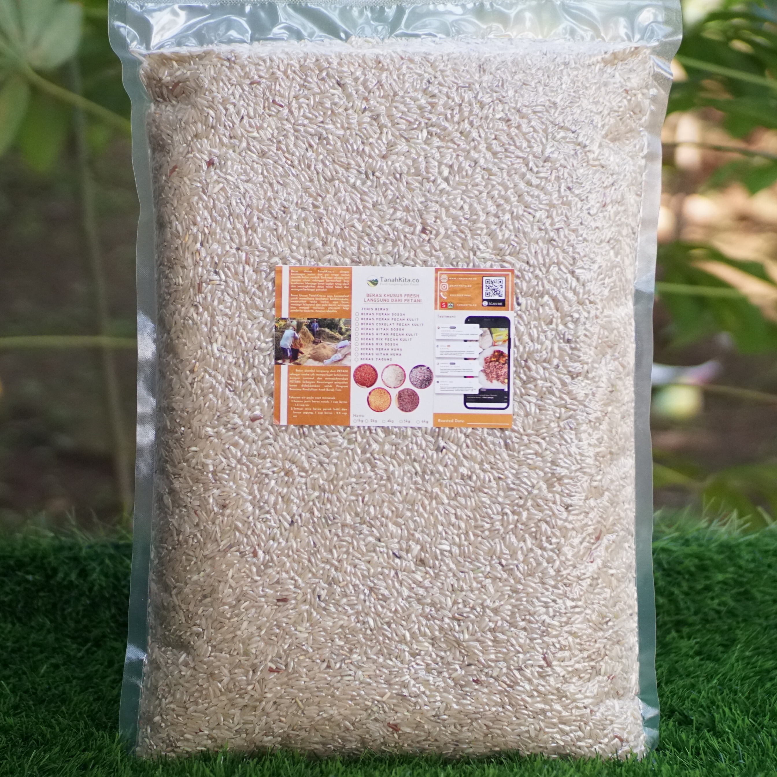 Beras Coklat Pecah Kulit Pulen FRESH Langsung dari Sawah Petani (4kg Vacuum)