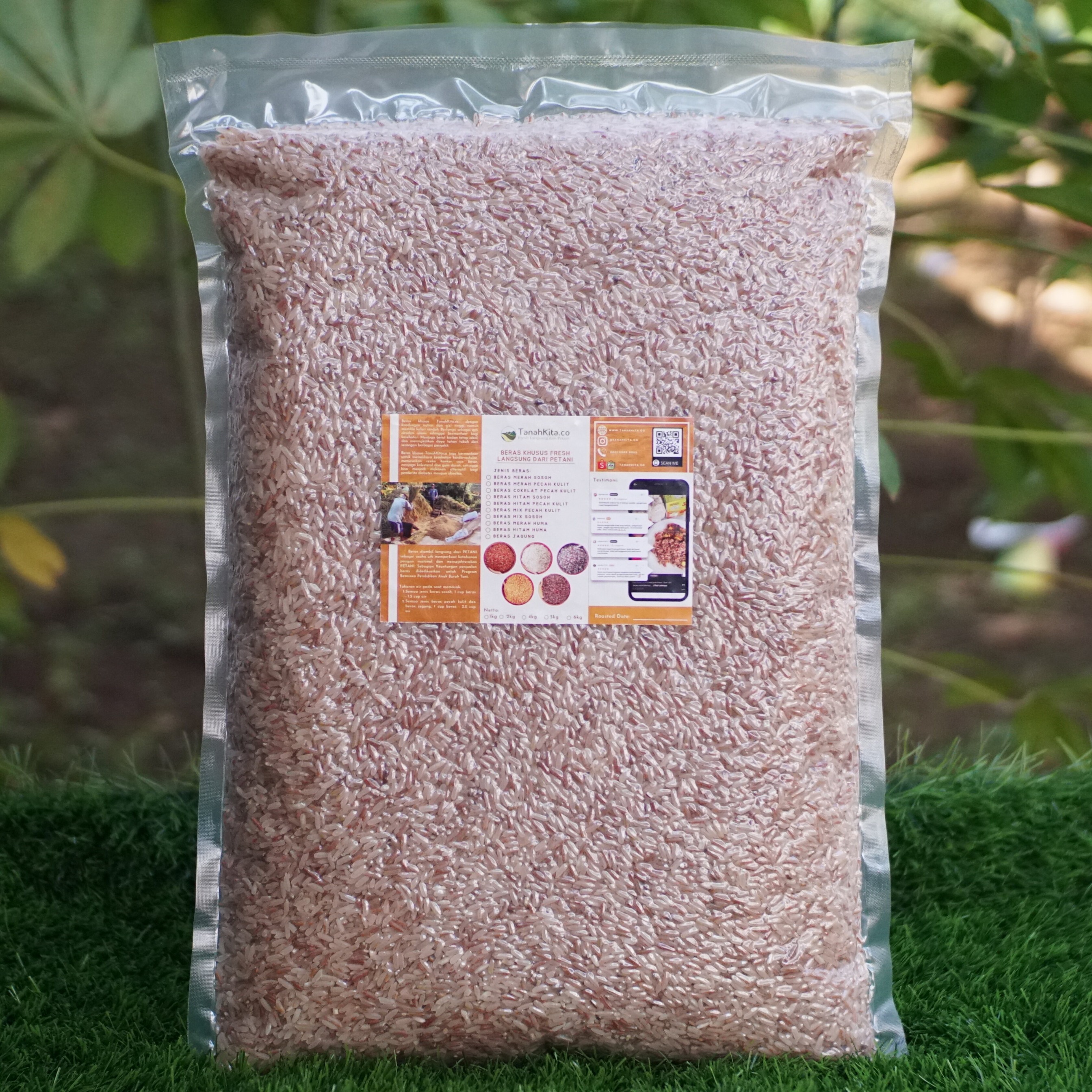 Beras Merah Sosoh (4kg) Pulen, Enak dan Wangi, Masih FRESH dari Sawah Sendiri