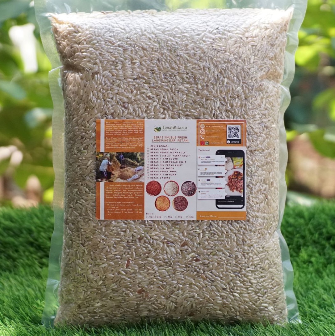 Beras Coklat Pecah Kulit Pulen FRESH Langsung dari Sawah Petani (1kg Vacuum)