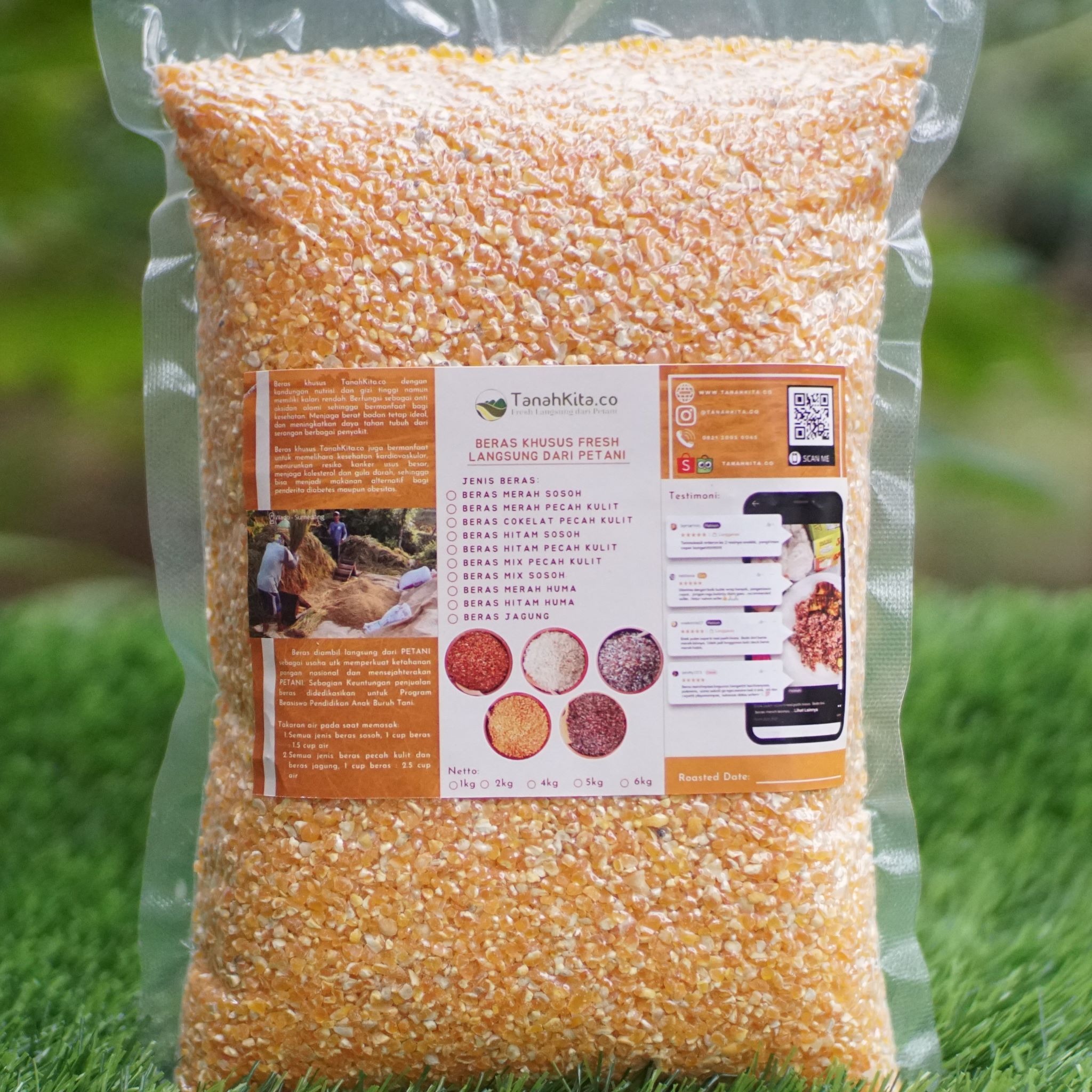 Beras Jagung Tinggi Serat FRESH langsung dari Petani (1kg Vacuum)