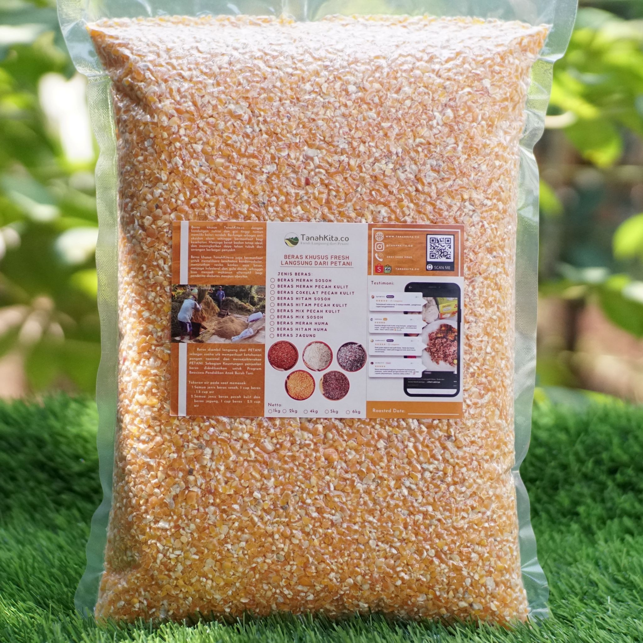Beras Jagung Tinggi Serat FRESH langsung dari Petani (2kg Vacuum)