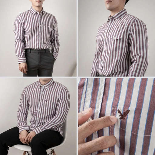 Image of Kemeja lengan panjang American eagle striped