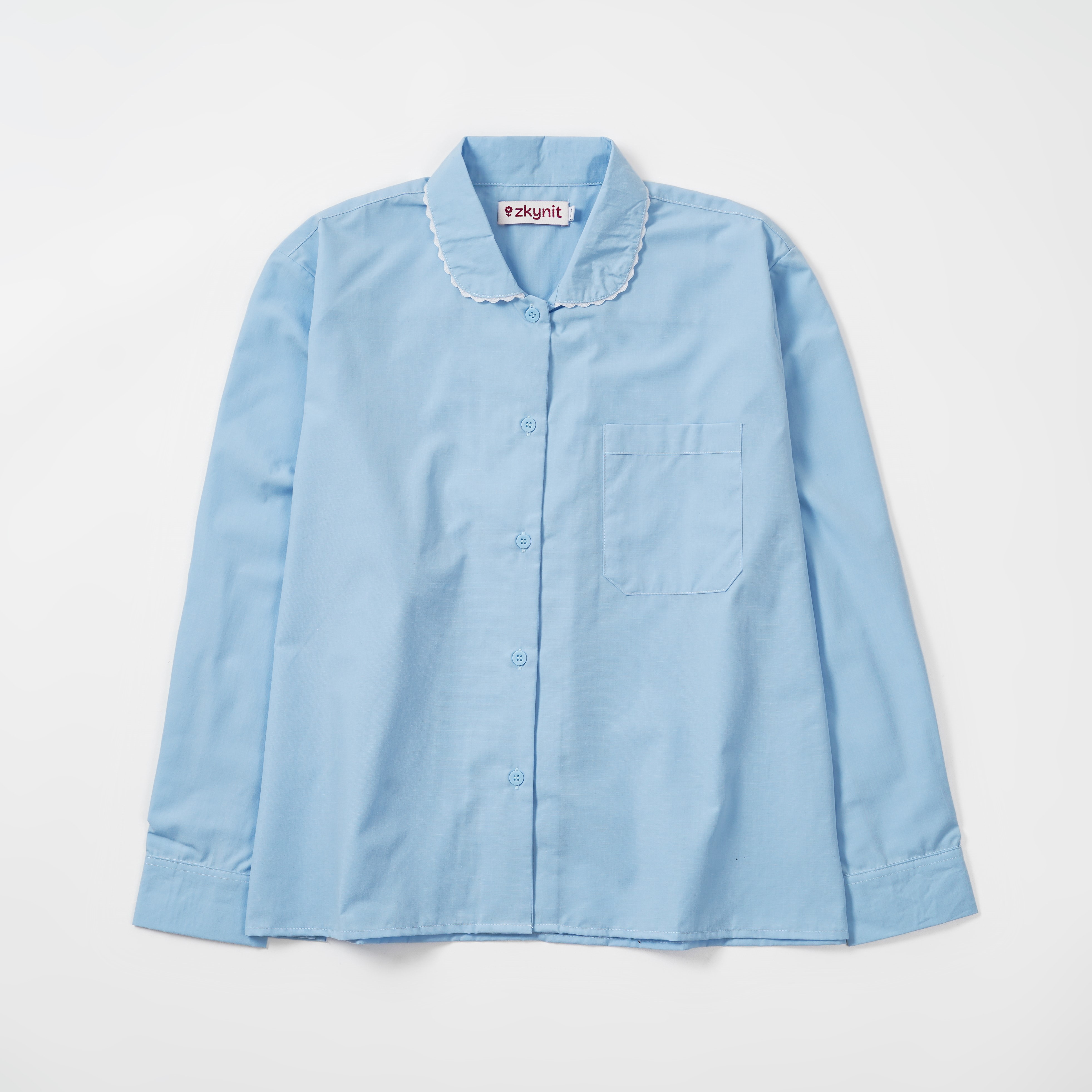 ZKYNIT - Noura Shirt Atasan Wanita Kemeja Wanita Kemeja Bordir Lucu
