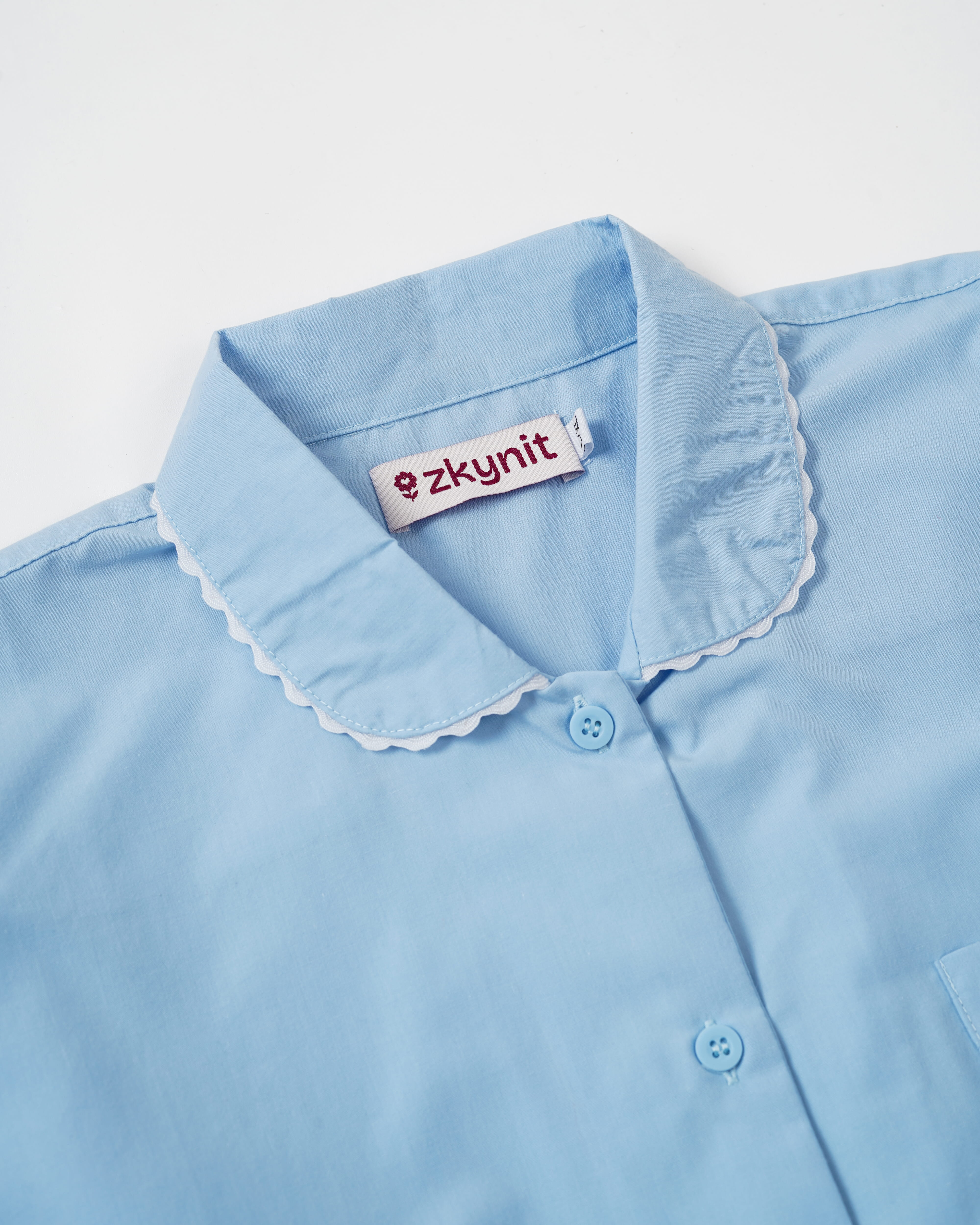 ZKYNIT - Noura Shirt Atasan Wanita Kemeja Wanita Kemeja Bordir Lucu