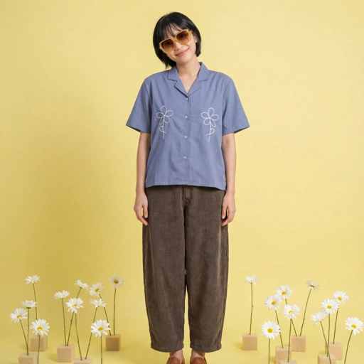 Image of ZKYNIT - Jena Atasan Wanita Kemeja Wanita Kemeja Bordir Lucu