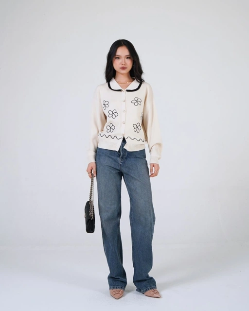 Image of PAYUBGT - Cardigan Rajut Helena Monocrome - Knitwear Cardigan - Cardigan Wanita